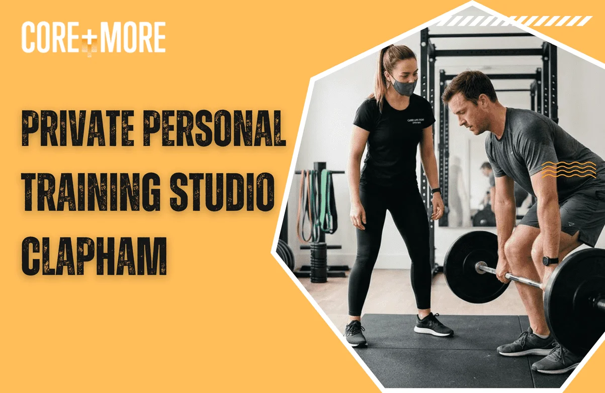 Client training with a personal trainer in a private personal training studio Clapham