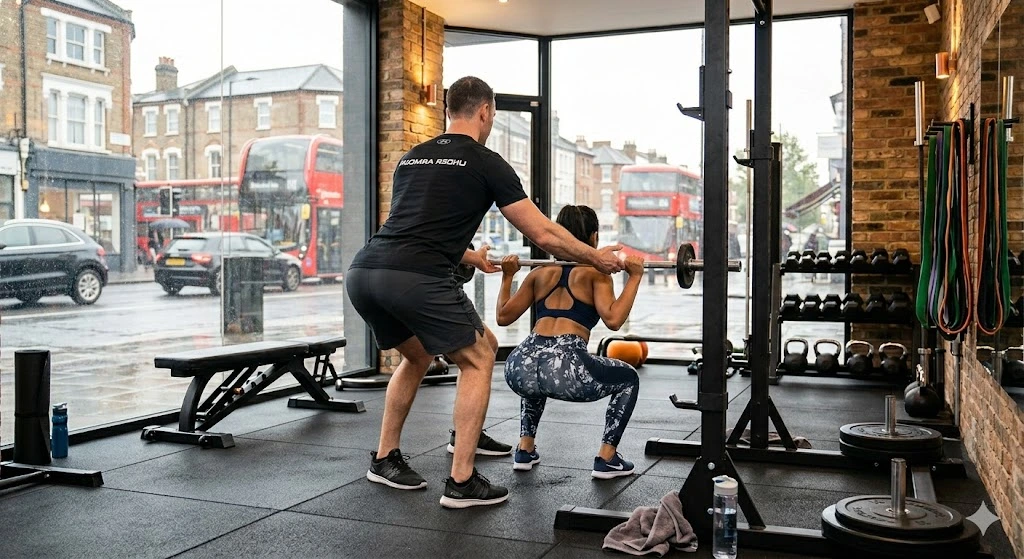 Personal Trainer Balham helping a client achieve long-term fitness transformation during a strength training session
