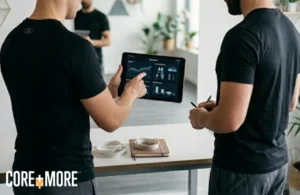 Weight Loss Coach Clapham checking client progress and body composition for effective weight loss results