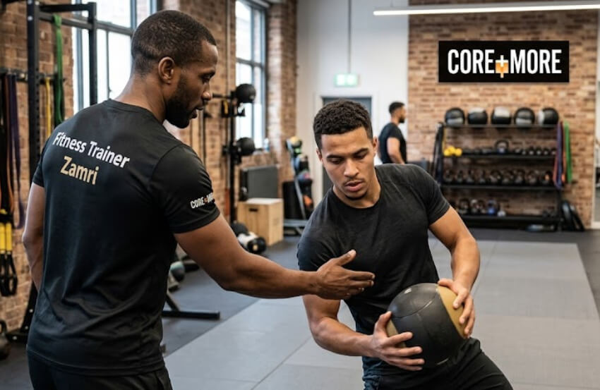 Fat Loss Tips Brixton with a personal trainer guiding a client through an effective weight loss workout.