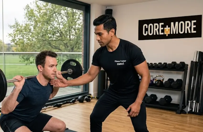 Personal Trainer in Clapham Common helping with strength training